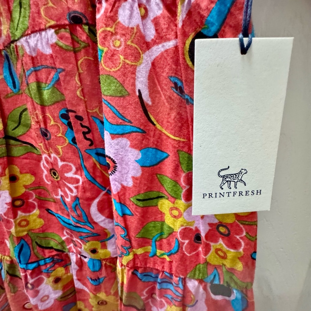 NWT Printfresh The Muse Dress Peach Cobbler Short Sleeve Midi Dress S - Picture 7 of 14